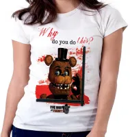 Baby look blusa Feminina Five Night at Freddys Five Urso - Foto 5