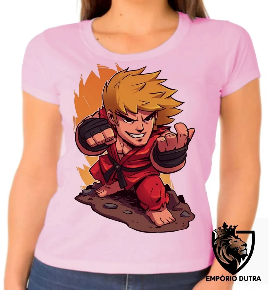Baby look blusa Feminina ken street fighter jogo game
