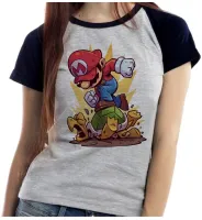 Baby look blusa Feminina mario bros super game nintendo - Foto 2