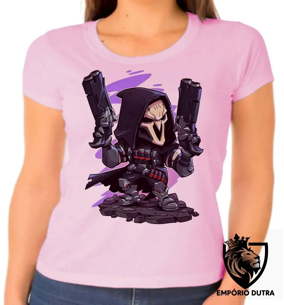 Baby look blusa Feminina reaper Overwatch jogo game Imagem