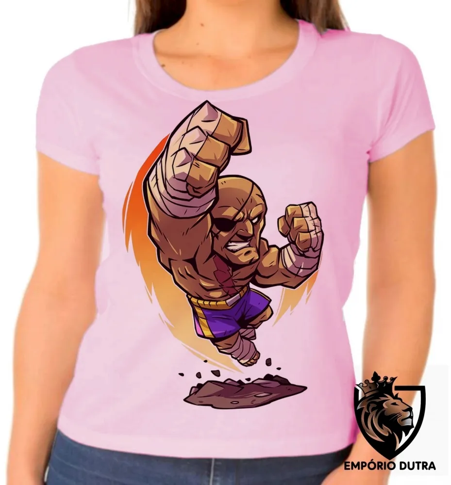 Baby look blusa Feminina sagat street figther jogo game anos 90