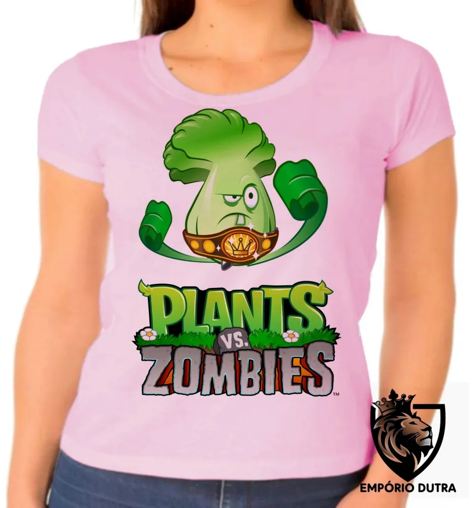Baby look blusa Feminina plants vs zombies game android brocolis