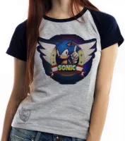 Baby look blusa Feminina Sonic jogo antigo - Foto 2
