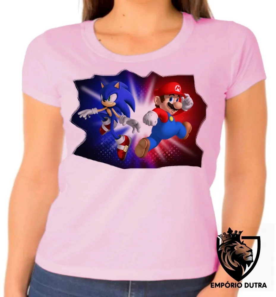 Baby look blusa Feminina Sonic Mário