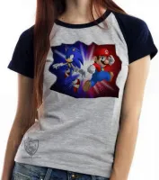 Baby look blusa Feminina Sonic Mário - Foto 4