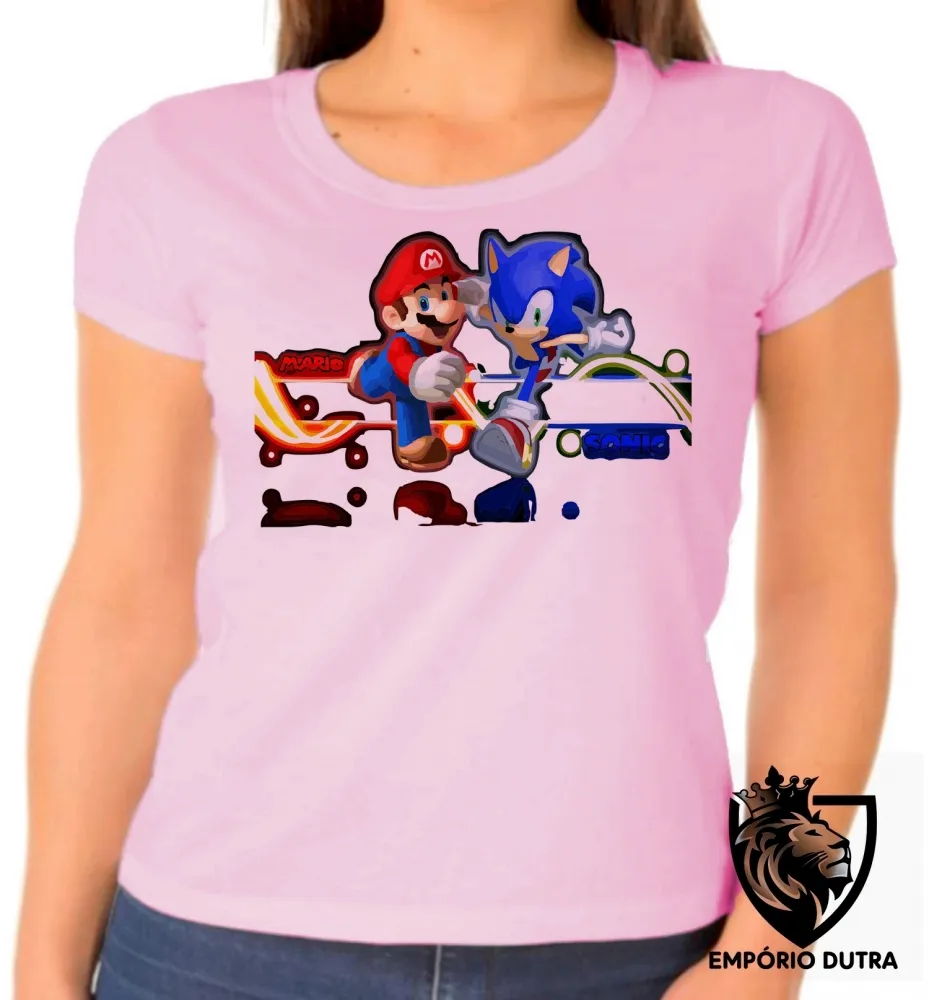 Baby look blusa Feminina Sonic Mário game