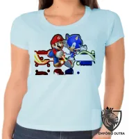 Baby look blusa Feminina Sonic Mário game - Foto 2