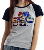 Baby look blusa Feminina Sonic Mário game - Foto 3