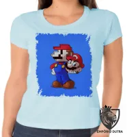 Baby look blusa Feminina Super Mário antigo pixel com novo - Foto 2