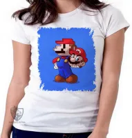 Baby look blusa Feminina Super Mário antigo pixel com novo - Foto 4