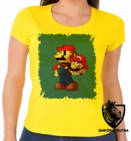 Baby look blusa Feminina Super Mário antigo pixel com novo - Foto 6