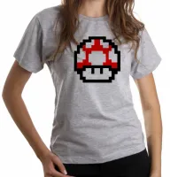 Baby look blusa Feminina Super Mario pixel Mushroom - Foto 4