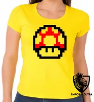 Baby look blusa Feminina Super Mario pixel Mushroom - Foto 5