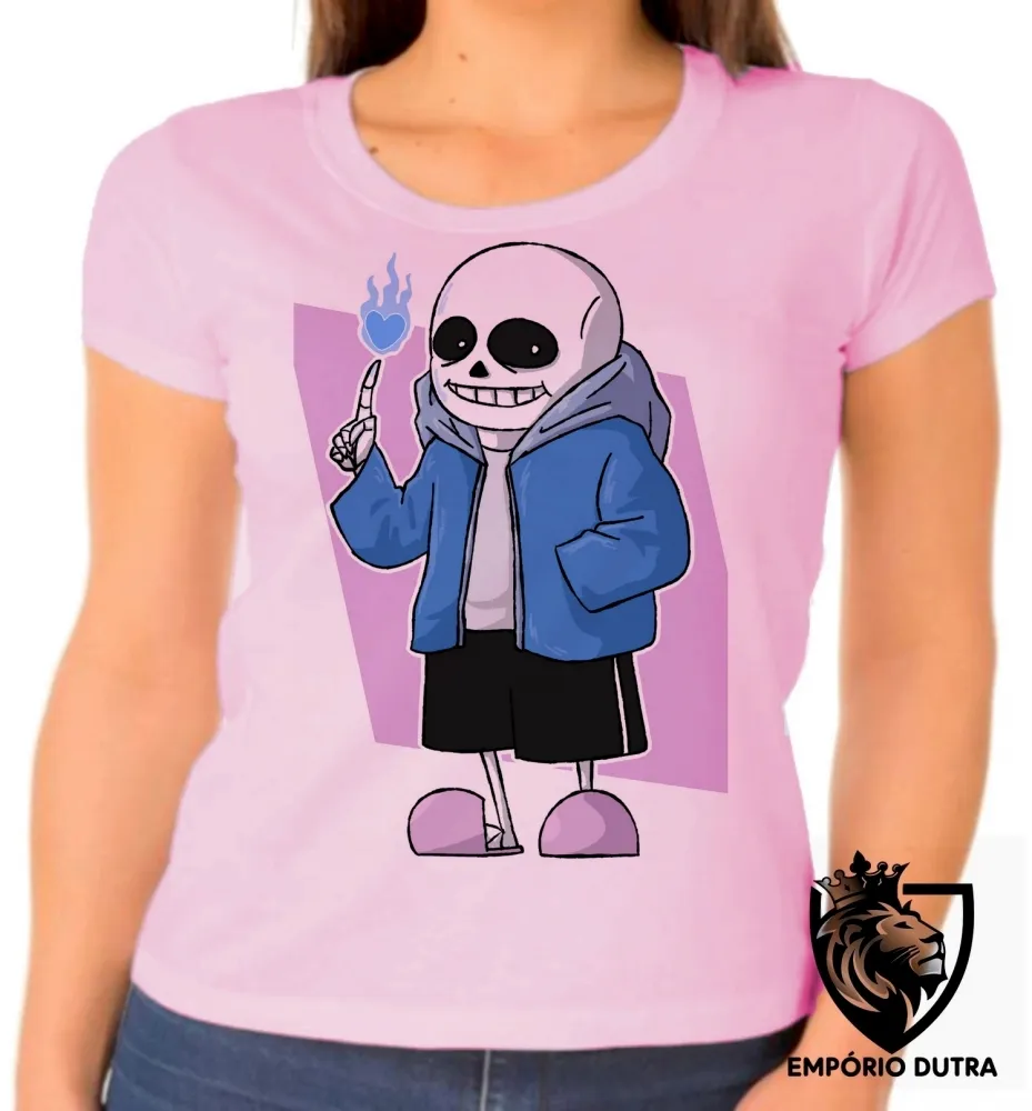Baby look blusa Feminina undertale caveira game jogo android