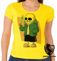 Baby look blusa Feminina undertale caveira game jogo android - Foto 4