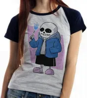 Baby look blusa Feminina undertale caveira game jogo android - Foto 6
