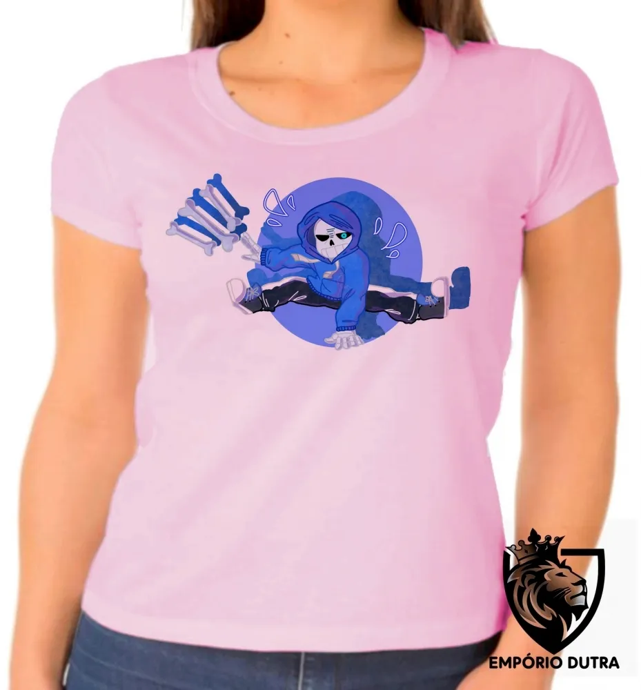 Baby look blusa Feminina undertale osso caveira game jogo android