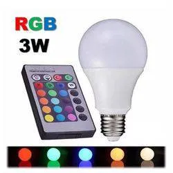 Lâmpada Led Bulbo RGB  3w      Controle Remoto     