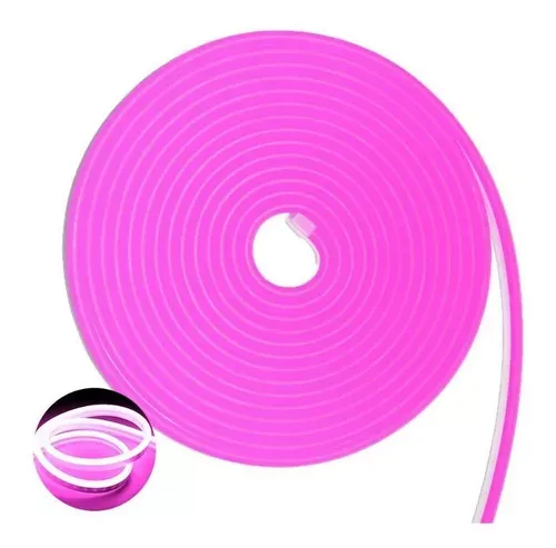 Mangueira Fita LED Neon ROSA 12v rolo 5 metros