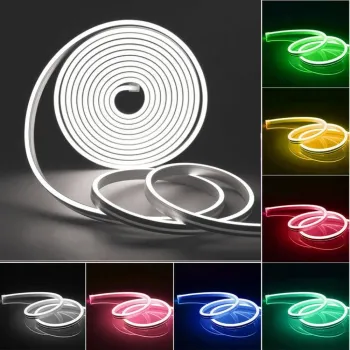 Mangueira Fita LED Neon BRANCA FRIA 6500K 12v rolo 5 metros COM FONTE