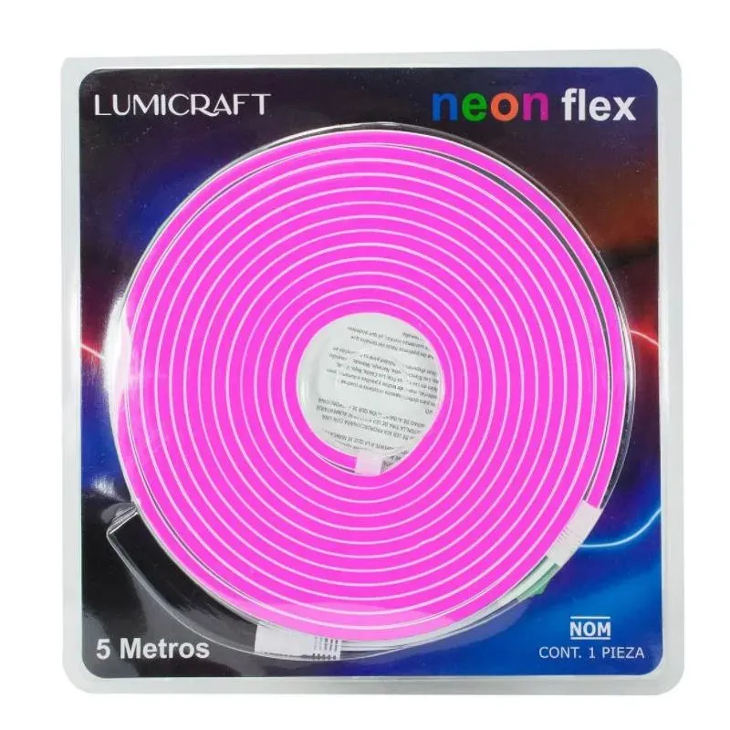 Mangueira Fita LED Neon ROSA 12v rolo 5 metros COM FONTE
