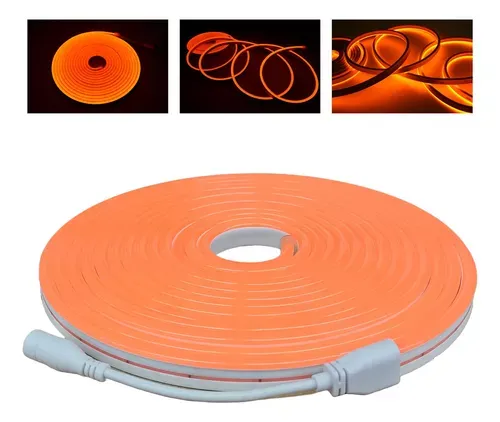 Mangueira Fita LED Neon AMBAR 12v rolo 5 metros COM FONTE Imagem