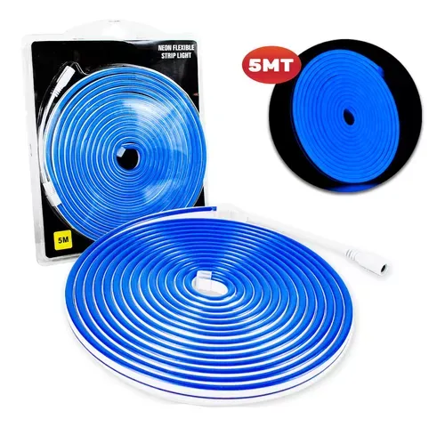 Mangueira Fita LED Neon AZUL 12v rolo 5 metros COM FONTE Imagem