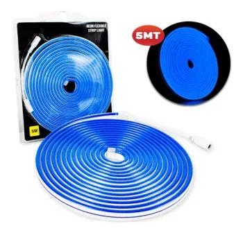 Mangueira Fita LED Neon AZUL 12v rolo 5 metros COM FONTE