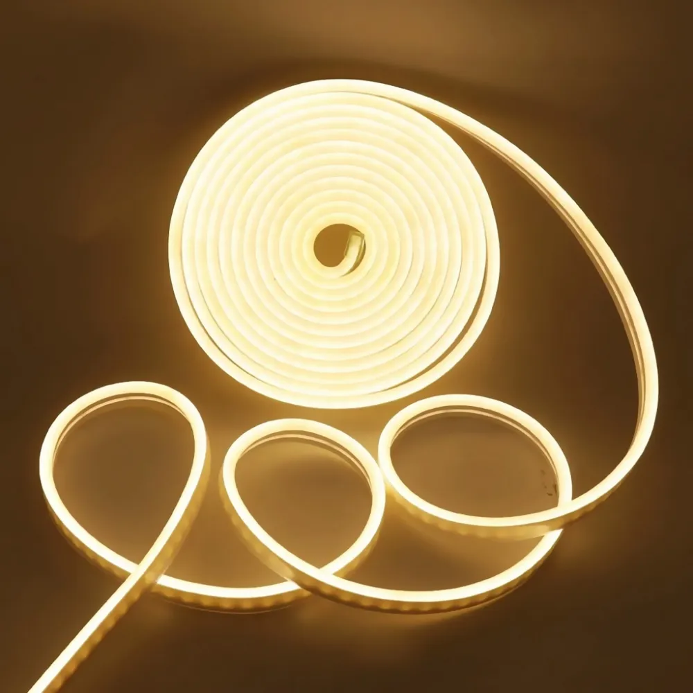 Mangueira Fita LED Neon BRANCA MORNA 4000K 12v rolo 5 metros COM FONTE Imagem
