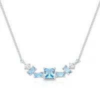 Colar de prata 925 - Brisa azul claro  - 231956