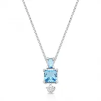  Colar de prata 925 - pedra azul  - 231954