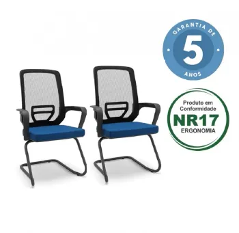 Kit com 2 Unidades Cadeira Aproximação Adrix Estrutura Sky Cor Preta