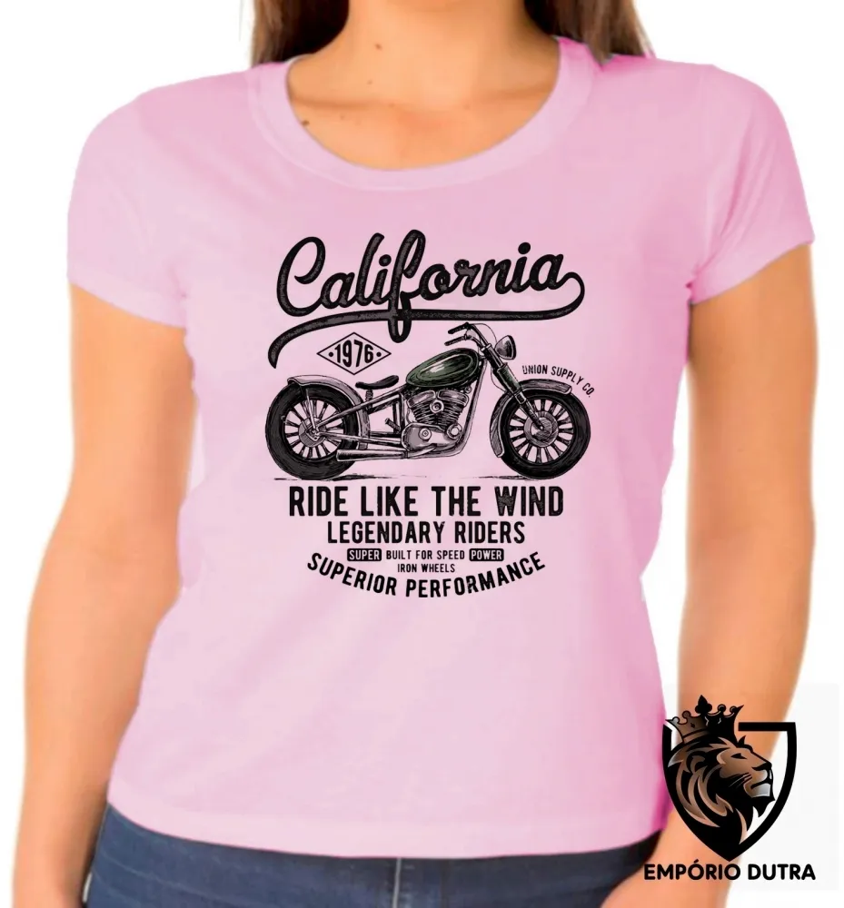 Baby look blusa Feminina Califórnia moto harley davidson Imagem