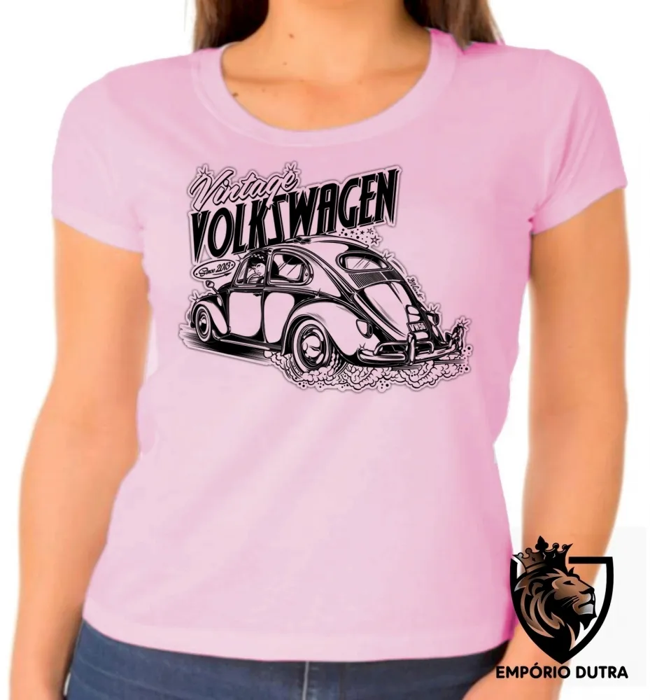 Baby look blusa Feminina Fusca carro volkswagen vintage