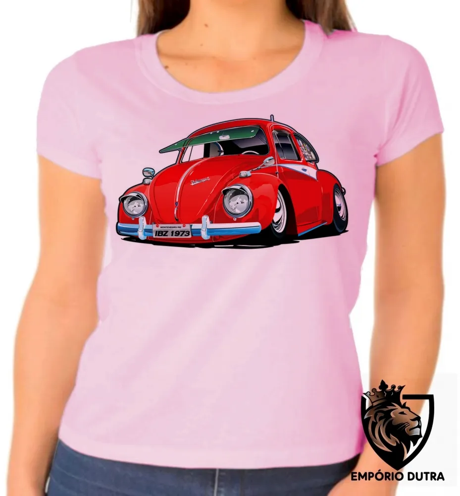 Baby look blusa Feminina Fusca vermelho 1973 volks fuca Imagem
