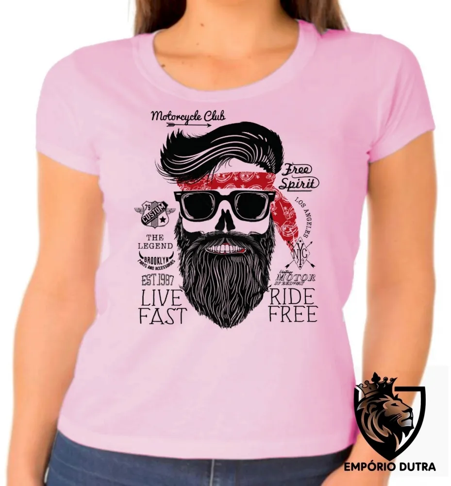 Baby look blusa Feminina Moto cycle Club Free spirit harley davidson