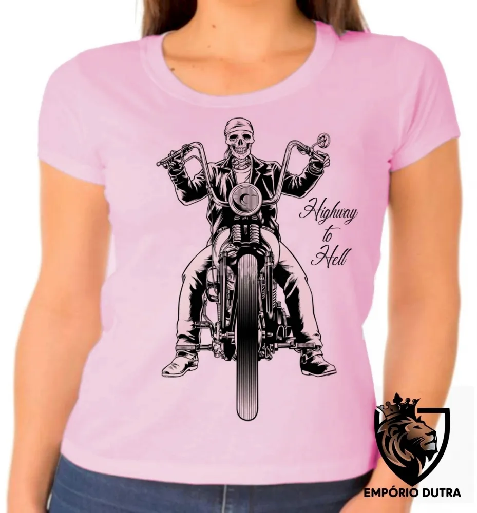 Baby look blusa Feminina Moto Highway to hell harley davidson