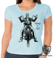 Baby look blusa Feminina Moto Highway to hell harley davidson - Foto 3