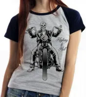 Baby look blusa Feminina Moto Highway to hell harley davidson - Foto 5