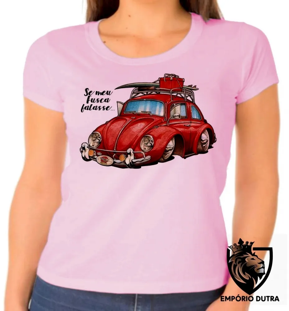 Baby look blusa Feminina Se meu Fusca falasse carro volkswagen Imagem