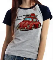 Baby look blusa Feminina Se meu Fusca falasse carro volkswagen - Foto 4