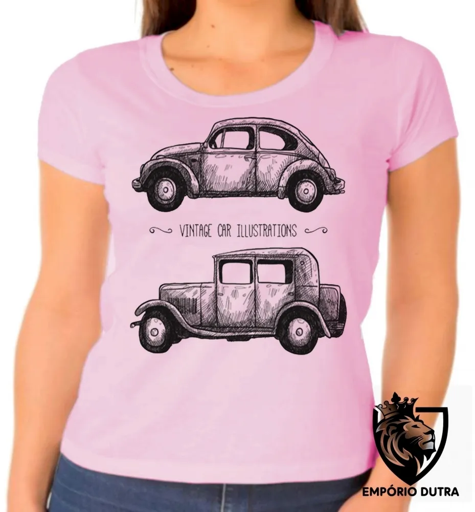 Baby look blusa Feminina Vintage car carro antigo fusca ford vintage