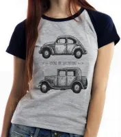 Baby look blusa Feminina Vintage car carro antigo fusca ford vintage - Foto 5