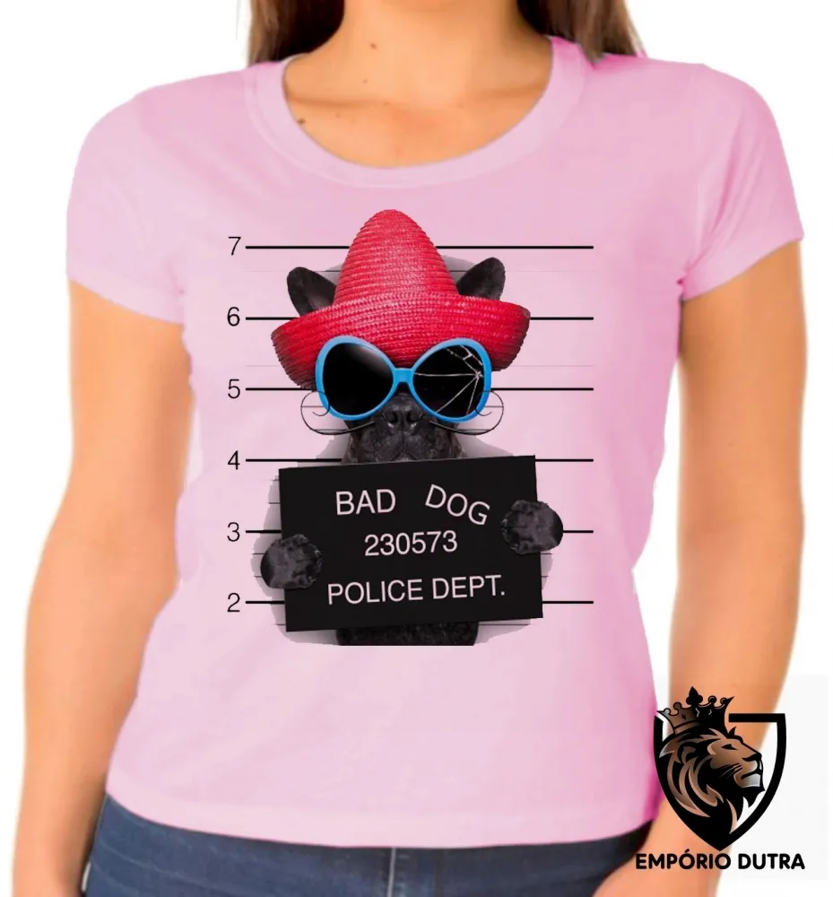 Baby look blusa feminina Bad Dog cachorro cão Police Dept