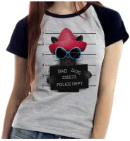 Baby look blusa feminina Bad Dog cachorro cão Police Dept - Foto 4