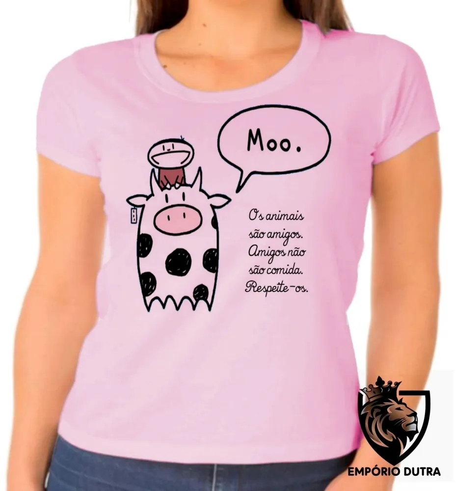 Baby look blusa feminina Animais respeite-os vegatariano vegano Imagem