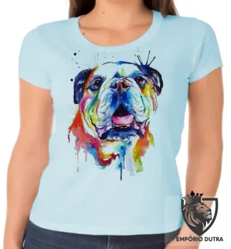 Baby look blusa feminina cachorro bulldog Buldogue colorido - Foto 2
