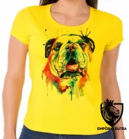 Baby look blusa feminina cachorro bulldog Buldogue colorido - Foto 3