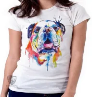 Baby look blusa feminina cachorro bulldog Buldogue colorido - Foto 5