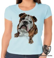Baby look blusa feminina cachorro bulldog Buldogue raça canina - Foto 2